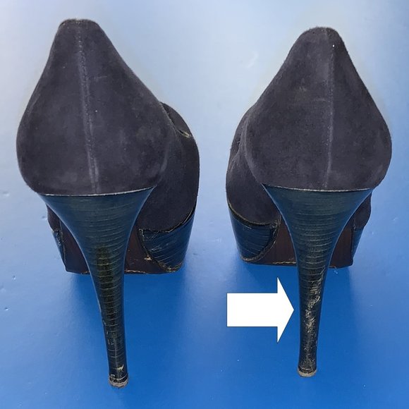 STUART WEITZMAN Navy Blue Suede Platform Shoes 6M - Picture 4 of 6